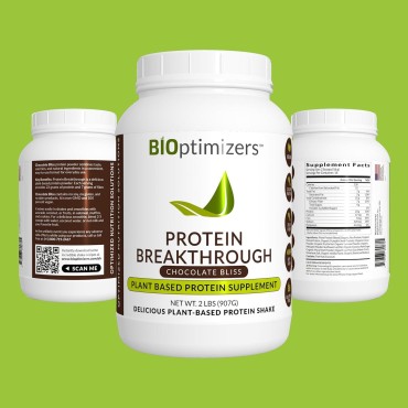 BiOptimizers Protein Breakthrough - Vegan Protein Powder Meal Replacement Shake - Pea Protein, Pumpkin Seed, Hemp - Low Carb Gluten Free Plant Based - Chocolate Bliss (907 g)