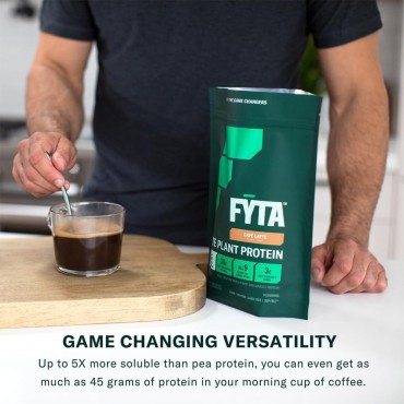 FYTA Vegan Protein Powder - Plant Based Protein Powder with Better Taste & Texture Than Whey Protein - 30g Non-GMO & Dairy Free Protein Powder Vegan - Protein Powder for Women & Men - Cafe Latte 630g