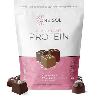 One Sol Lean Plant Protein Powder Chocolate Sea Salt, Low Carb, Gluten Free, Lactose Free, No Sugar Added, Soy Free, Non-GMO, 100% Plant Based & Vegan Friendly