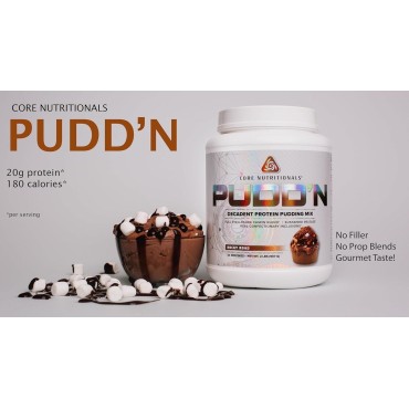 Core Nutritionals Pudd'n, Decadent Protein Pudding Mix, Full Disclosure Casein Blend, Sustained Release, 20G Protein, 27 Servings (Rocky Road, 2 lb)