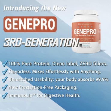 Genepro Medical Grade Protein Powder - Net Weight 453.5 Grams - 30 Servings