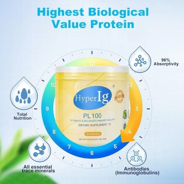 PL-100 Protein Powder Original Hyperimmune Egg Supplement - Immune Boost, Digestive Support, Joint Care, Energy, and Muscle Strength in One Formula (4.5g) Servings