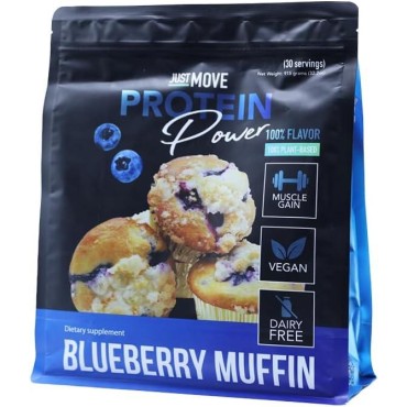 Just MOVE protein - Blueberry Muffin - Vegan (Plant Based), Organic, Dairy Free, Soy Free, Gluten Free, Keto, Peanut Free, 20g Protein, Low Carb, Non GMO