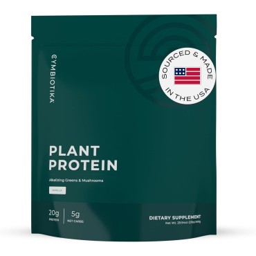 CYMBIOTIKA Plant-Based Protein Powder for Women & Men, Soy & Gluten Free, Low Carb, Vegan, Keto, Plant Protein Drink & Smoothie Mix, for Energy, Recovery & Gut Health, Vanilla, 2 lb Bag