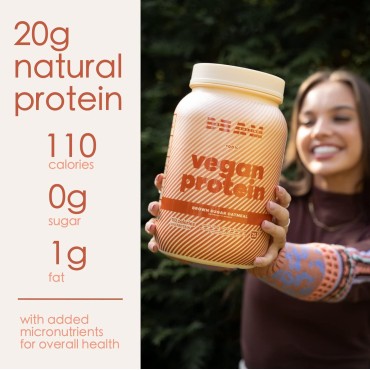 BEAM Be Amazing Vegan Protein Powder | 20g Plant-Based Protein with Prebiotics Fibers | Sugar-and-Gluten-Free Shake Mix, Low Carb Non-Dairy Smoothie | Brown Sugar Oatmeal, 25 Servings