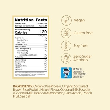 Vegan Protein Powder - Low FODMAP Certified, Gluten-Free, Dairy-Free, Soy-Free, 100% Gut-Friendly & Non-Bloating, Vanilla (25 Servings)