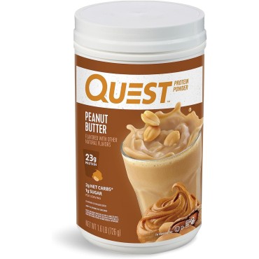 Quest Nutrition Peanut Butter Protein Powder, 23g Protein, 1g Sugar, Low Carb, Gluten Free, 1.6 Pound, 23 Servings