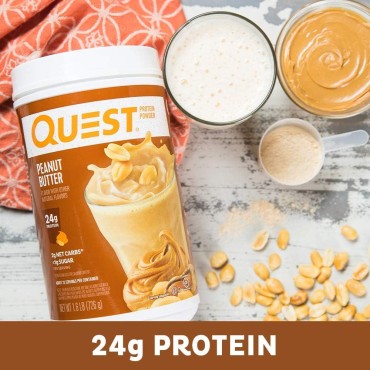 Quest Nutrition Peanut Butter Protein Powder, 23g Protein, 1g Sugar, Low Carb, Gluten Free, 1.6 Pound, 23 Servings