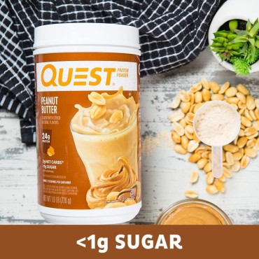 Quest Nutrition Peanut Butter Protein Powder, 23g Protein, 1g Sugar, Low Carb, Gluten Free, 1.6 Pound, 23 Servings