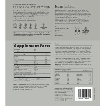 Form Performance Protein - Vegan Protein Powder - 30g of Plant Based Protein per Serving, with BCAAs and Digestive Enzymes. Perfect Post Workout. Tastes Great with Just Water! (Chocolate Hazelnut)