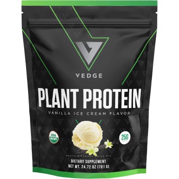 vedge Certified Organic Plant Protein Vanilla Ice Cream (20 Servings) - Plant-Based Vegan Protein Powder, USDA Organic, Gluten Free, Non Dairy Nutrition Plant Protein