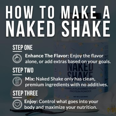 Naked Shake - Vanilla Protein Powder - Plant Based Protein Shake with Mct Oil, Gluten-Free, Soy-Free, No Gmos Or Artificial Sweeteners - 30 Servings