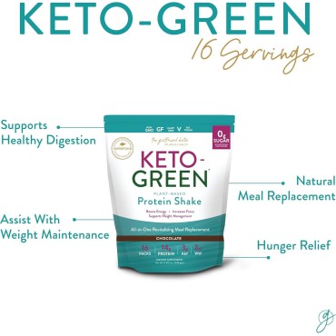 VIDAPURA Keto Green Protein Shake - Chocolate Ketogenic Protein Powder Drink, Lactose-Free Vegan Protein, Supports Gastrointestinal Health, Aides Natural Body Detoxification, 16 Pack