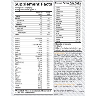 Core Nutritionals Platinum MRP Full Spectrum Meal Replacement, Sustained Release For All Day Amino Acid Support, 27G Protein, 20 Servings (Vanilla Poundcake)