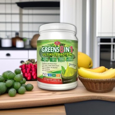 Olympian Labs Ultimate Greens Protein 8 in 1. Plant Protein, Greens & Veggies, Fiber, Probiotics, Antioxidants & Enzymes