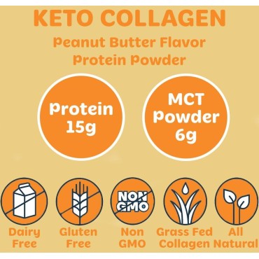 Tru-Nut Keto Collagen Protein Powder (Peanut Butter, 10.6 oz) - Peanut Butter Collagen Protein Powder - Great for Smoothies, Shakes, Keto Diet Meals and Snacks