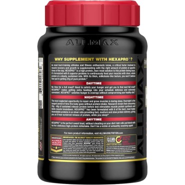 ALLMAX HEXAPRO, French Vanilla - 2 lb - 25 Grams of Protein Per Serving - 8-Hour Sustained Release - Zero Sugar - 21 Servings