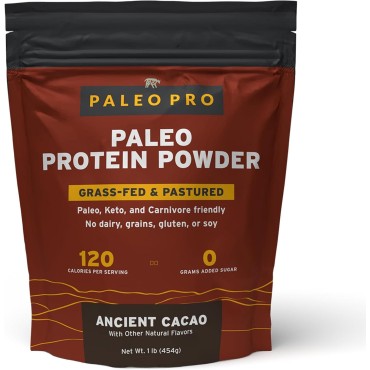 PaleoPro Protein Powder Grass-Fed, Pastured, Cage-Free Protein | Gluten Free, Dairy Free. No Sugar, Soy, Grains or Net Carbs | Paleo & Keto Friendly - Ancient Cacao, 15 Servings