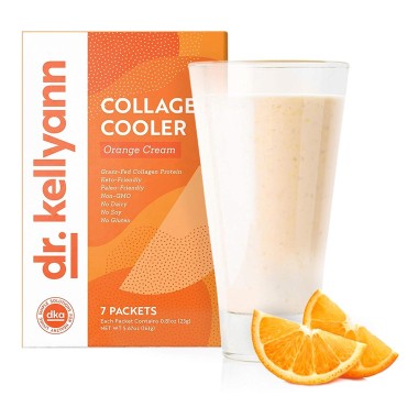 Dr. Kellyann Keto Shake Packets To Go (7 packets) - Collagen Cooler - Orange Cream, 100% Grass Fed Collagen Protein Powder – Keto & Paleo Friendly - 15g Protein