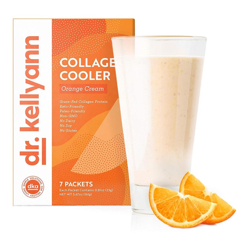 Dr. Kellyann Keto Shake Packets To Go (7 packets) - Collagen Cooler - Orange Cream, 100% Grass Fed Collagen Protein Powder – Keto & Paleo Friendly - 15g Protein