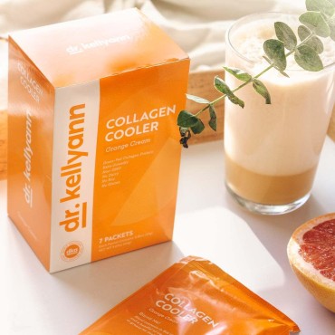 Dr. Kellyann Keto Shake Packets To Go (7 packets) - Collagen Cooler - Orange Cream, 100% Grass Fed Collagen Protein Powder – Keto & Paleo Friendly - 15g Protein