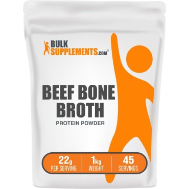 BulkSupplements.com Beef Bone Broth Protein Powder - Bovine Bone Broth Protein, Lactose Free Protein Powder - Dairy Free & Gluten Free, 22g per Serving, 1kg (2.2 lbs) (Pack of 1)