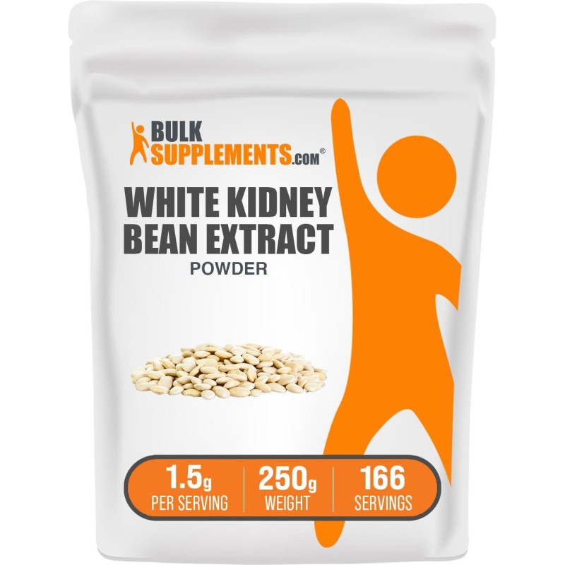 BulkSupplements.com White Kidney Bean Extract Powder - White Kidney Bean Powder, Herbal Supplement - Gluten Free, 1500mg per Serving, 250g (8.8 oz) (Pack of 1)