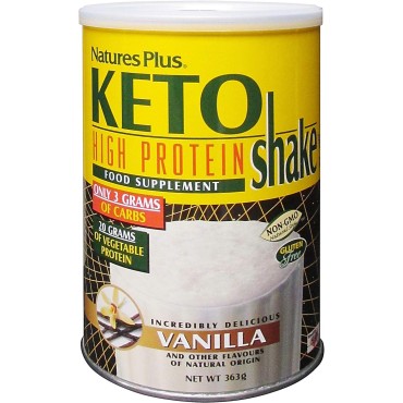 Natures Plus KETOSlim Vanilla Shake - .80 lbs, Vegetarian Protein Powder - Low Carb Plant-Based Meal Replacement - for Keto, Low Glycemic & Diabetic Lifestyles - Gluten-Free - 11 Servings