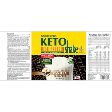 Natures Plus KETOSlim Vanilla Shake - .80 lbs, Vegetarian Protein Powder - Low Carb Plant-Based Meal Replacement - for Keto, Low Glycemic & Diabetic Lifestyles - Gluten-Free - 11 Servings