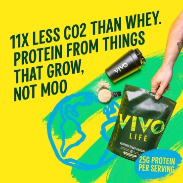 Vivo life Perform Plant Protein Powder - Strawberry & Vanilla, Vegan, 26 Servings - 2.17lb, BCAA Pea & Hemp Blend, Gluten & Soy Free