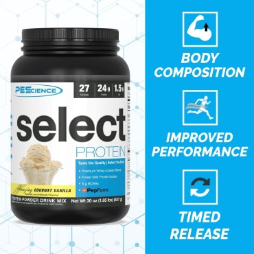 PEScience Select Low Carb Protein Powder, Gourmet Vanilla, 27 Serving, Keto Friendly and Gluten Free