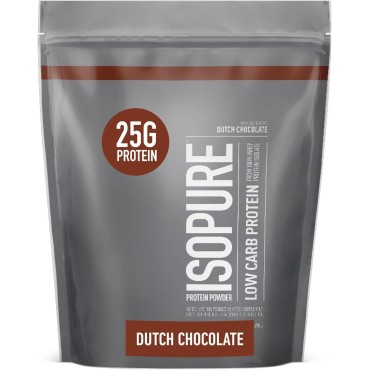 Isopure Dutch Chocolate Whey Isolate Protein Powder with Vitamin C & Zinc for Immune Support, 25g Protein, Low Carb & Keto Friendly, 14 Servings, 1 Pound (Packaging May Vary)