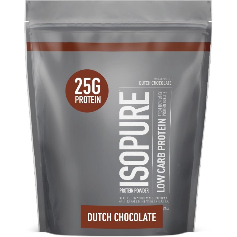 Isopure Dutch Chocolate Whey Isolate Protein Powder with Vitamin C & Zinc for Immune Support, 25g Protein, Low Carb & Keto Friendly, 14 Servings, 1 Pound (Packaging May Vary)