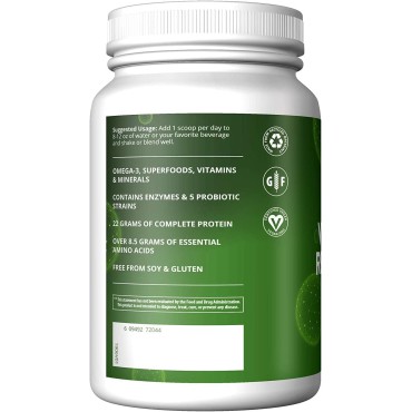 MRM Nutrition Veggie Meal Replacement Protein | Vanilla Bean Flavored | 22g complete plant based protein | Meal on-the-go | Mediate hunger | Balanced macronutrient formula | 28 servings