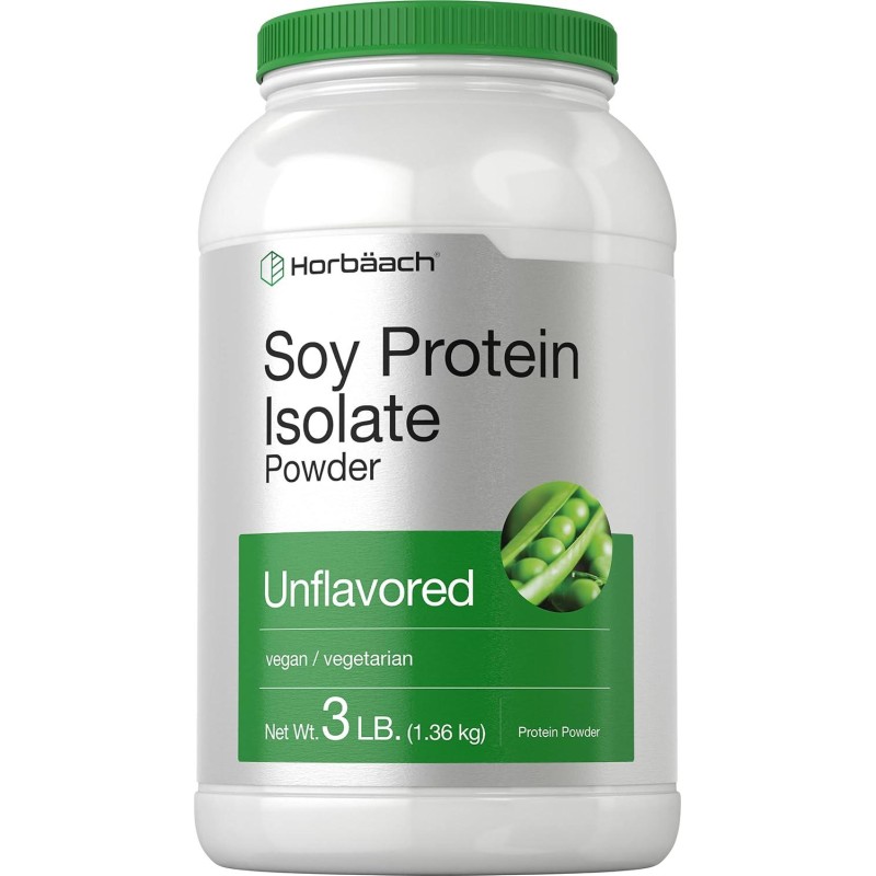 Horbäach Soy Protein Isolate Powder | 3lb | Unflavored | Vegan, Non-GMO, Gluten Free