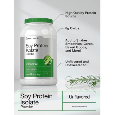 Horbäach Soy Protein Isolate Powder | 3lb | Unflavored | Vegan, Non-GMO, Gluten Free