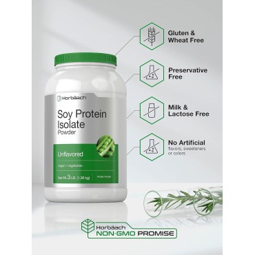 Horbäach Soy Protein Isolate Powder | 3lb | Unflavored | Vegan, Non-GMO, Gluten Free