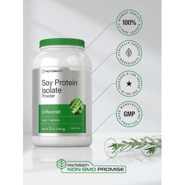 Horbäach Soy Protein Isolate Powder | 3lb | Unflavored | Vegan, Non-GMO, Gluten Free