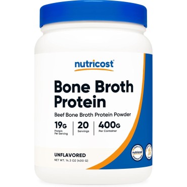 Nutricost Beef Bone Broth Protein Powder Unflavored (20 Servings) - Gluten-Free, GMO-Free