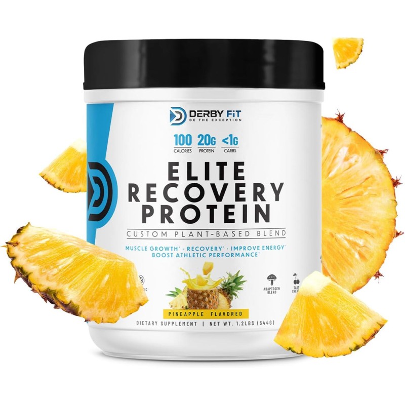 Derby Fit Elite Recovery Protein Clean, Low Carb Recovery Protein Powder for Women & Men - Gluten Free, Vegan, Dairy Free, Pineapple Delight - 20 Servings (Pack of 1)