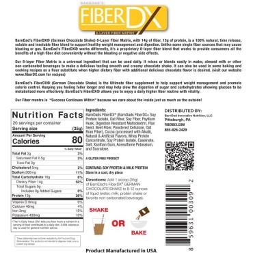 Fiberdx, German Shake, Light to Medium Brown Chocolate, 24.7 Ounce