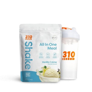 310 Nutrition – All-In-One Meal Replacement Shake with Shaker Cup - New Formula with Fiber Rich Vegan Superfood Blend - Natural Sweeteners - Low Carb Shake, Keto & Paleo Friendly - Gluten Free - 26 Essential Vitamins & Minerals -Vanilla Creme - 14 Serving