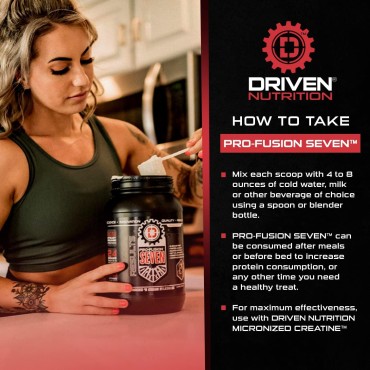 Driven Pro Fusion 7 Meal Replacement Powder - Men & Women, 3 lbs - 24g Protein Per Serving, Digestive Enzymes & MCT Oil - Gluten-Free - On-The-Go Energy & Supports Muscle Mass - Strawberry Milkshake