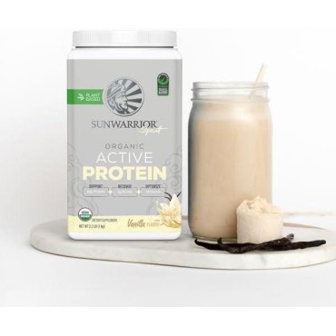 Sunwarrior Vegan Protein Powder Plant-Based USDA Organic BCAAs | Sugar Free Gluten Free Non-GMO Dairy Free | Vanilla Flavored 20 Servings | Sport Organic Active Protein