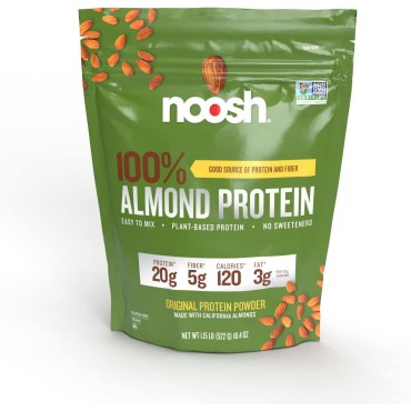 NOOSH Plant Based Almond Protein Powder Unflavored 35 Gram - Vegan, All Natural Ingredients, Non-GMO, Gluten Free, Kosher, Peanut Free, Soy Free, Dairy Free (Unflavored)