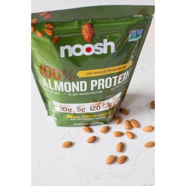 NOOSH Plant Based Almond Protein Powder Unflavored 35 Gram - Vegan, All Natural Ingredients, Non-GMO, Gluten Free, Kosher, Peanut Free, Soy Free, Dairy Free (Unflavored)