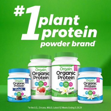 Orgain Organic Vegan Protein + 50 Superfoods Powder, Vanilla Bean - 21g Plant Based Protein, 8g Prebiotic Fiber, No Lactose Ingredients, Gluten Free, Non-GMO, 1.12 lb (Packaging May Vary)