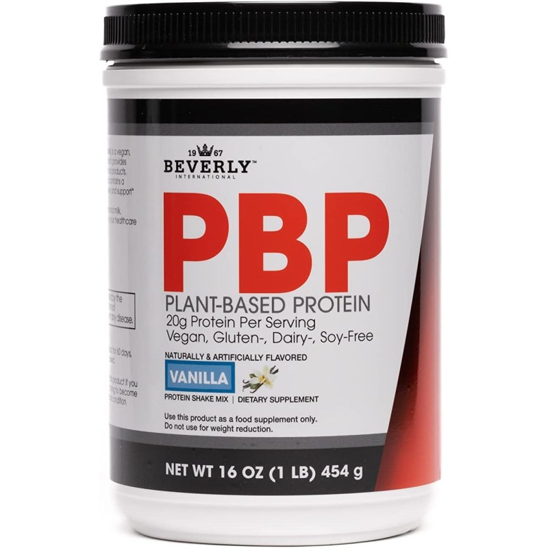 Beverly International PBP, Plant Based Protein. Vegan, Gluten, Dairy, Soy-Free. Great Vanilla Taste, Smooth, Easy to Digest, 21g Protein per Serving, (15 Servings) 1lb. Complete Amino Acid Profile.