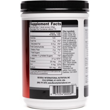 Beverly International PBP, Plant Based Protein. Vegan, Gluten, Dairy, Soy-Free. Great Vanilla Taste, Smooth, Easy to Digest, 21g Protein per Serving, (15 Servings) 1lb. Complete Amino Acid Profile.