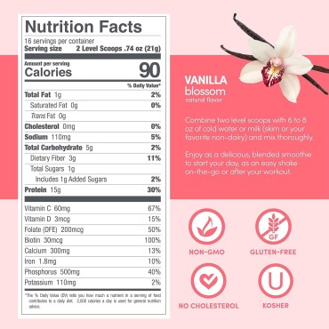 Designer Wellness, Aria, Women's Wellness Low Calorie Vanilla Protein Powder with Biotin, Vitamin C and Organic Aloe, Vanilla Blossom, 1.85 Pound